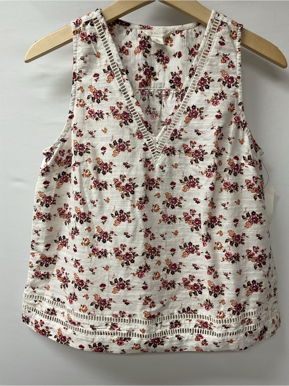 Brand New-Caslon Cotton Blend Floral Tank Top